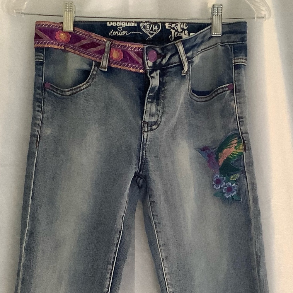Desigual girls’ brocade-embellished stretch jean
